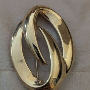 Napier Polished Gold Swirl Brooch